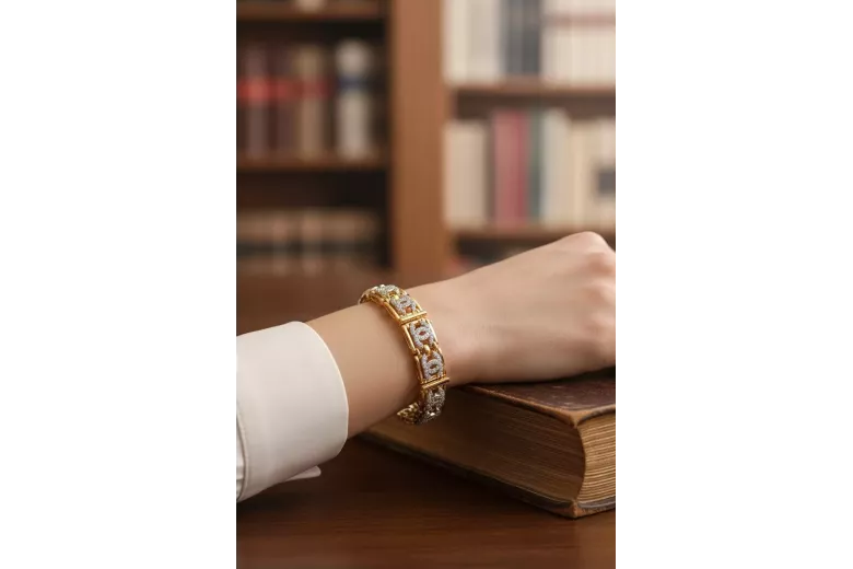 Armband aus 14 Karat Gelb-Weißgold mit Zirkonia cgcfb001yw