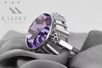Srebrny pierścionek Rosyjski 925 z Aleksandrytem vrc043s Vintage