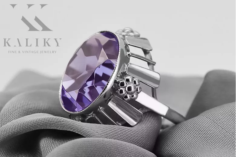 Rus sovietic a crescut 14k 585 aur Alexandrite Ruby Emerald Sapphire Zircon inel vrc014