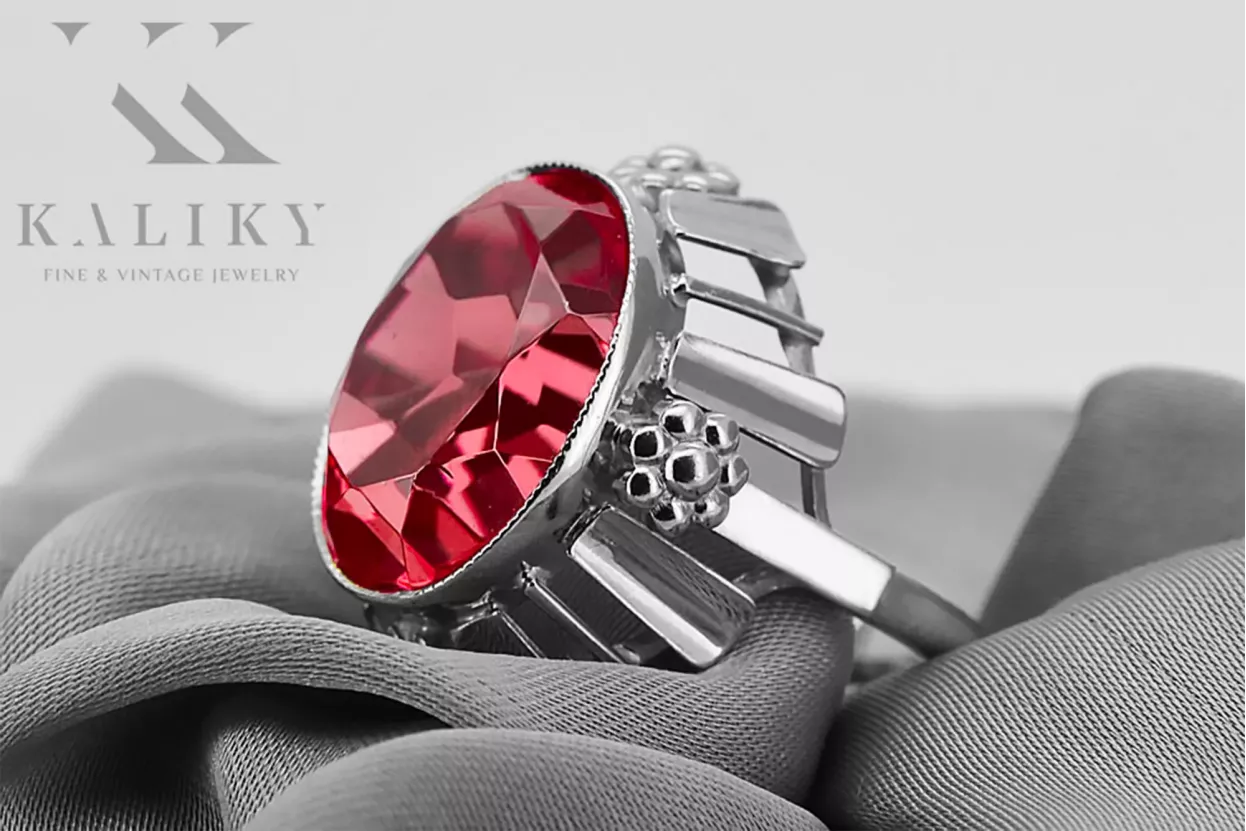 Ring Vintage Ruby Sterling silver 925 vrc043s