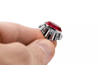 Inel Vintage bijuterii Rubin Lira sterlină de argint 925 vrc043s