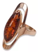Russische Rose Sowjetische Rosa UdSSR rot 585 583 Gold Bernstein Ring vrab016