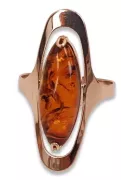 Russische Rose Sowjetische Rosa UdSSR rot 585 583 Gold Bernstein Ring vrab016