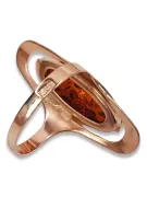 Russische Rose Sowjetische Rosa UdSSR rot 585 583 Gold Bernstein Ring vrab016