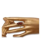 Russische Rose Sowjetische Rosa UdSSR rot 585 583 Gold Bernstein Ring vrab016