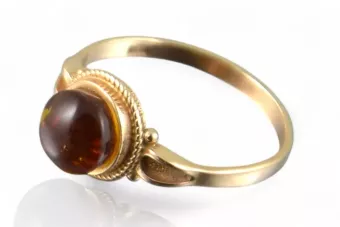 Russe URSS rose soviétique 14k 585 bague ambre or vrab044