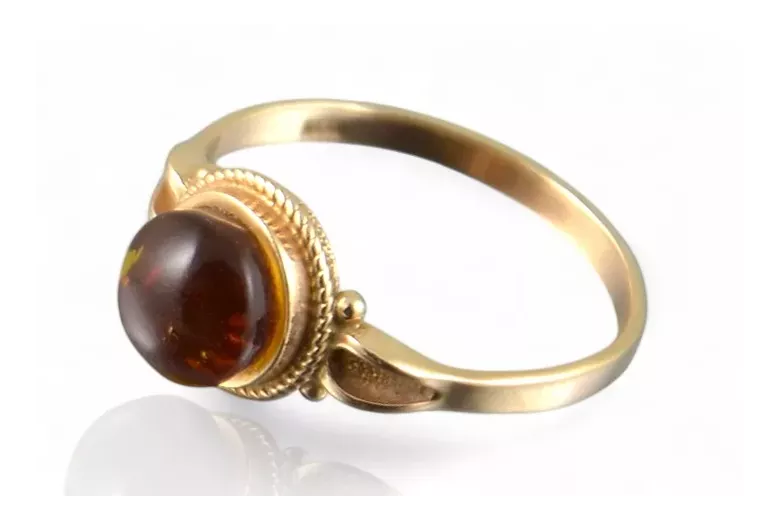 Rose russe rose soviétique rouge URSS 585 583 bague ambre or vrab044