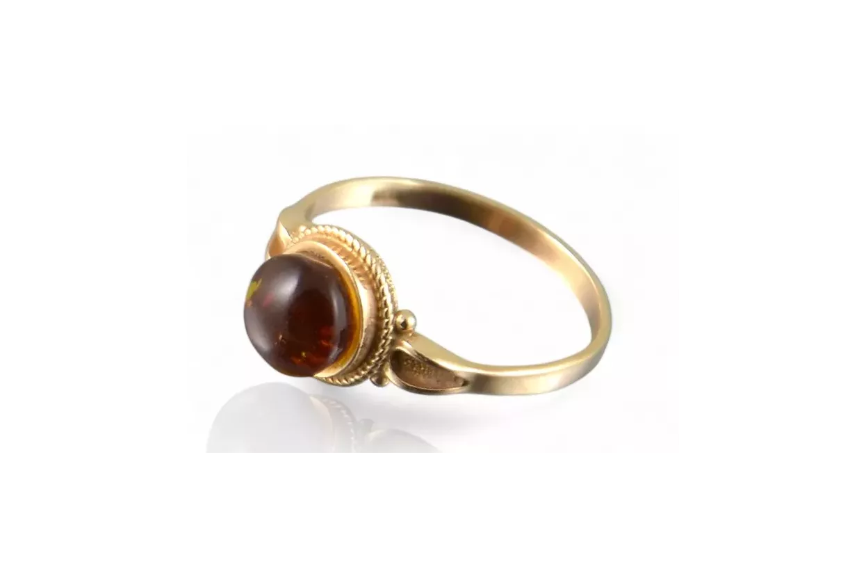 Rose russe rose soviétique rouge URSS 585 583 bague ambre or vrab044