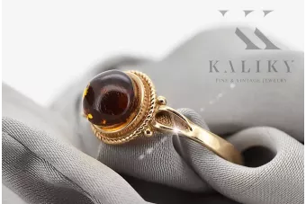 Русская роза Советский розовый СССР красный 585 583 золото янтарное кольцо vrab044