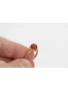 Rose russe rose soviétique rouge URSS 585 583 bague ambre or vrab044