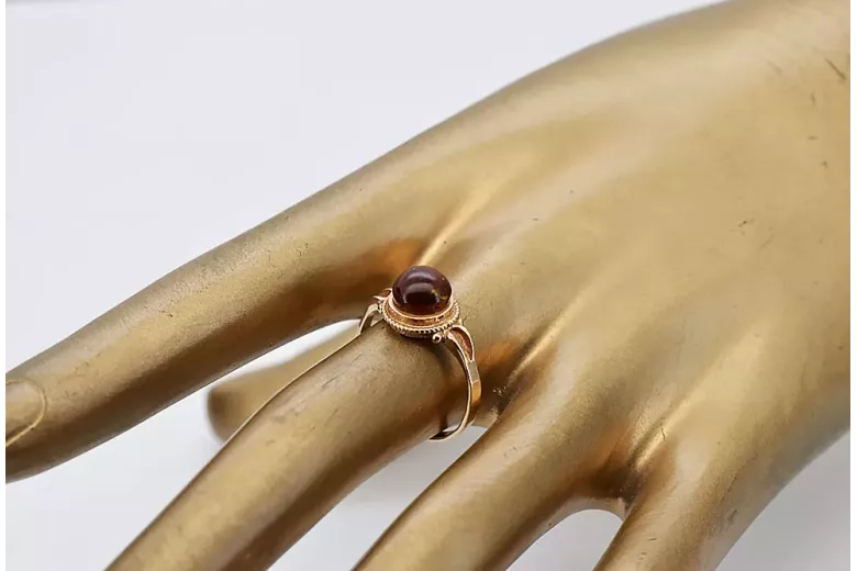 Rose russe rose soviétique rouge URSS 585 583 bague ambre or vrab044