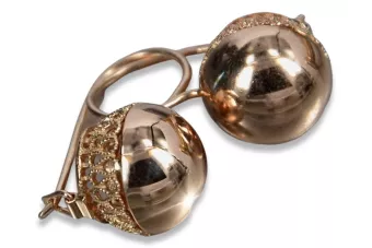 Русская роза розовая Советская 14к 585 золото СССР Винтажный шар серьги ven122