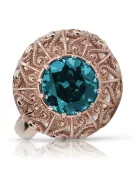 Anillo Aguamarina Oro rosa antiguo original de 14k Joyería vintage vrc059r