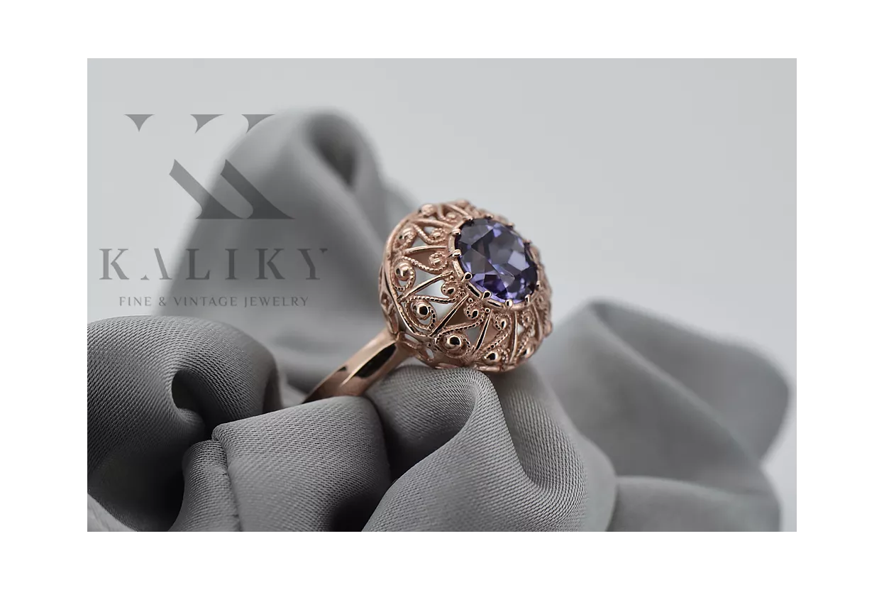 Руски съветски роза 14k 585 злато Александрит Рубин Изумруд Сапфир Циркон пръстен vrc059