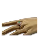 Винтидж пръстен от розово злато 14k със смарагд, 7.5 мм кръгъл - Дамски