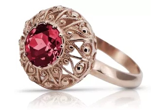 Original vintage din aur roz de 14k Rubin Inel Vintage bijuterii vrc059r