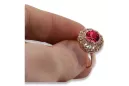 Anneau Rubis Or rose 14 carats vintage d'origine Artisanat vintage vrc059r