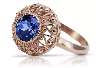 Oro rosa antiguo original de 14k Zafiro Anillo Artesanía vintage vrc059r