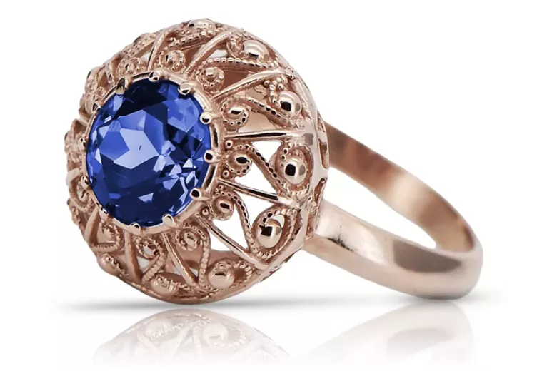 Vintage Craft  Inel Safir Original vintage din aur roz de 14k vrc059r