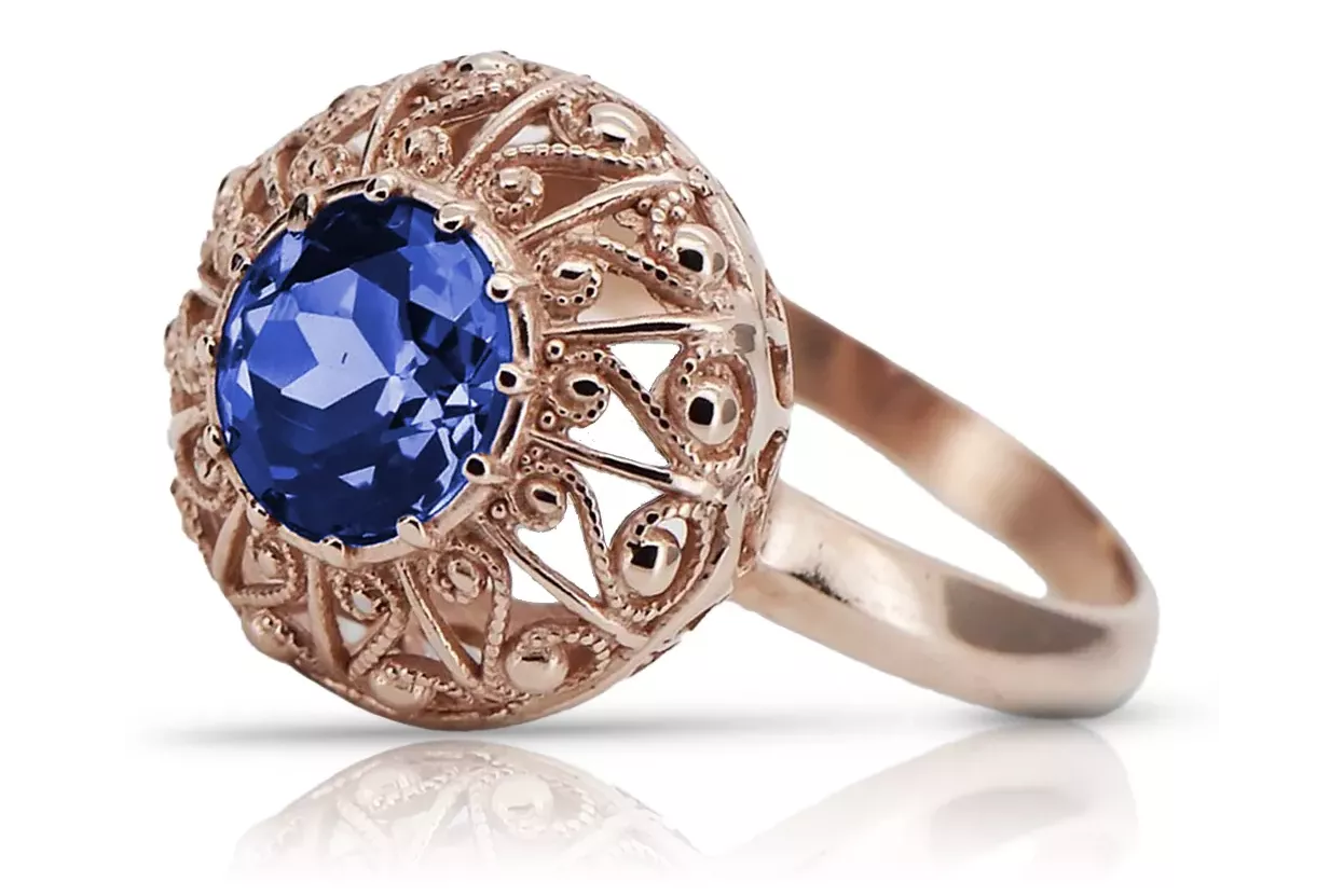 Originales Vintage-Roségold aus 14 Karat Saphir Ring Vintage vrc059r