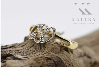 Jaune 14K 585 Gold Fainzy Zircon Lady Heart Bague CRC022YW