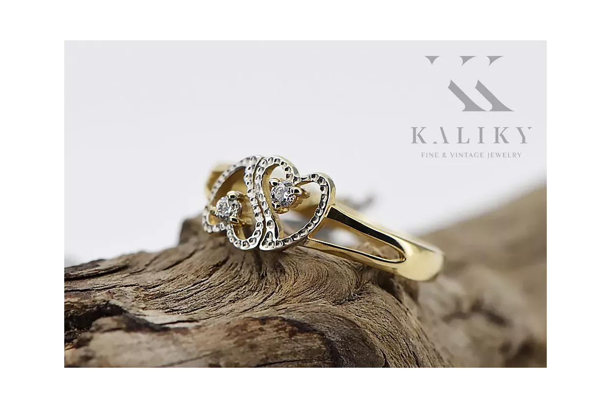 Російська рада Рожева рожева 14k 585 золота старовинне кільце Vrn001