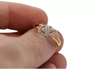 Российская советская роза розовый 14k 585 золотая старинное кольцо VRN001