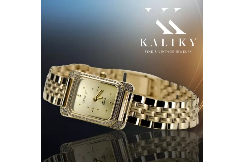 Złoty zegarek z bransoletą damską 14k Geneve lw054ydg&lbw008y