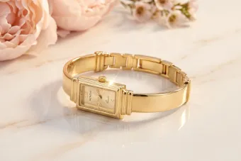 Reloj de dama Geneve elegante de oro amarillo de 14 quilates lw010y