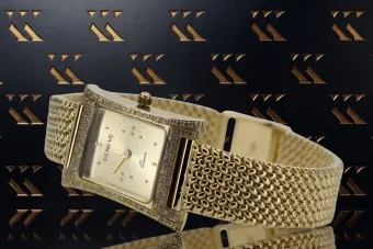 Дамски ръчен часовник с жълто 14k 585 злато Geneve lw002ydy&lbw003y