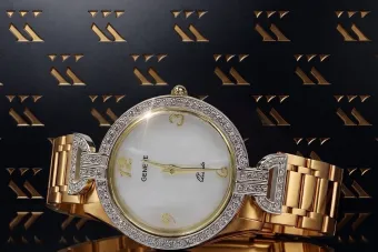 Yellow 14k gold lady pearl dial Geneve watch Lady Gift lw004ydpr