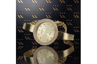 Ceas de damă din aur galben 14K, Aur Geneve Lady Gift lw012y