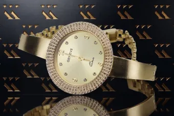 Reloj de dama de oro amarillo de 14 quilates Geneve Lady Gift lw012y