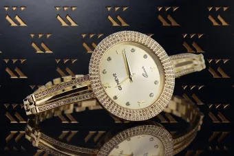 14K Yellow Gold Diamond Geneve Lady Watch Gift lw021y