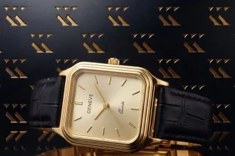 Італійська жовта 14k 585 золота леді Женева годинник lw023y
