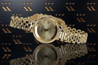 Итальянские 14K 585 желтое золото дамские часы Генева lw026y