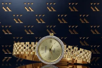 14K жълто злато, Златен дамски часовник Генева lw029y