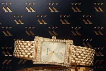 Goldene 14k 585 Damenarmbanduhr Geneve lw002ydg&lbw004y