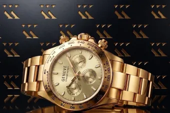 Prześliczny 14k złoty damski zegarek Geneve lw002ydy