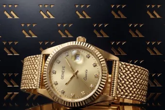 Yellow 14k 585 gold lady wristwatch Geneve watch lw020ydyz&lbw003y