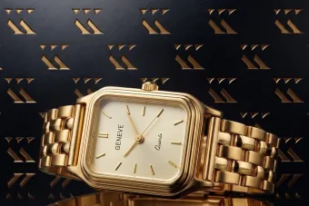 Копія Golden Women's Watch за допомогою браслета 14K Geneve LW023Y & LBW008Y