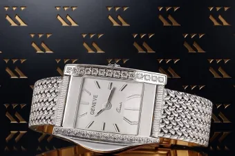 Or blanc 14k 585 Belle dame Geneve montre lw035wds enceintelbw003w
