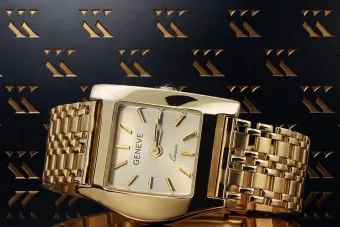 Złoty zegarek damski z bransoletą 14k Geneve lw036ydy&lbw001y