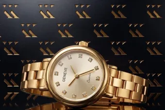 14k żółte złoto włoski zegarek damski Geneve lw041y