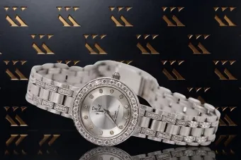 Бял 14k злато красива дама часовник lw051w