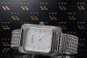 White 14k 585 oro Lady Reloj de muñeca rectangular de Geneve lw054wdw