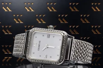 Montre-bracelet Lady Geneve en or blanc 14 carats 585 lw055y&lbw003y