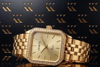 Златен дамски гривната часовник Генева 14k 585 lw055y&lbw008y