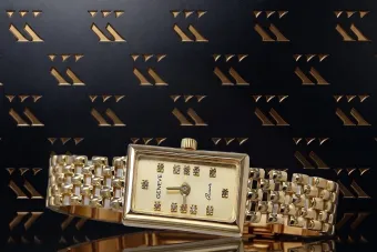 Włoskie żółte złoto 14k Lady Geneve zegarek lw063y