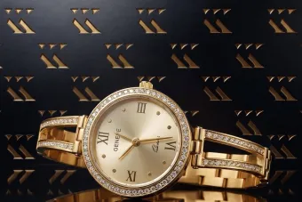 Dame en or jaune 14k ronde Geneve montre lw075ydy